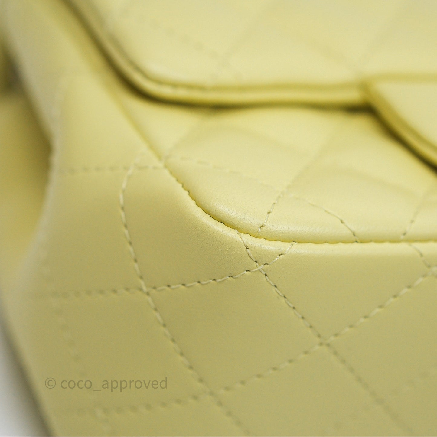 Chanel Mini Square Flap Quilted Yellow Lambskin Silver Hardware