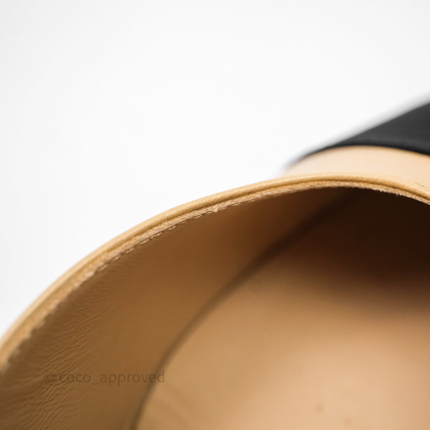 Chanel Classic Slingback Beige Black Leather Size 36