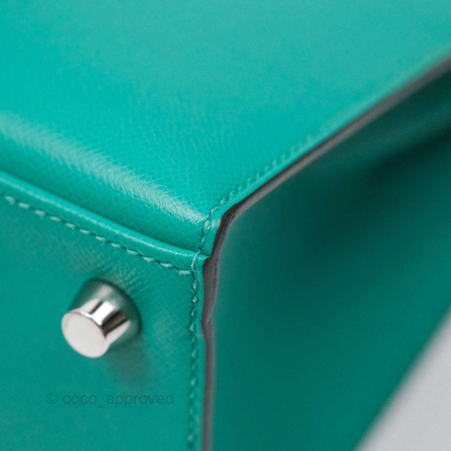 Hermès Sellier Kelly 25 Madame Leather Vert Verone U1/ Bleu De Prusse 7P Palladium Hardware