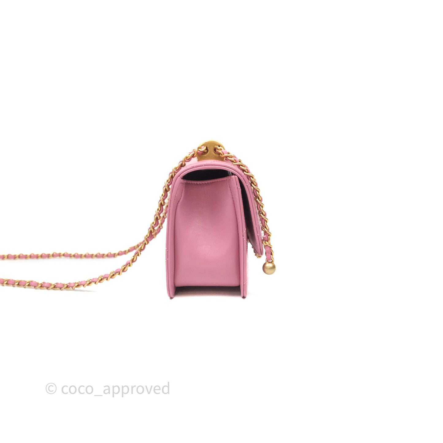 Chanel Quilted Mini Perfect Fit Adjustable Pink Calfskin Gold Hardware