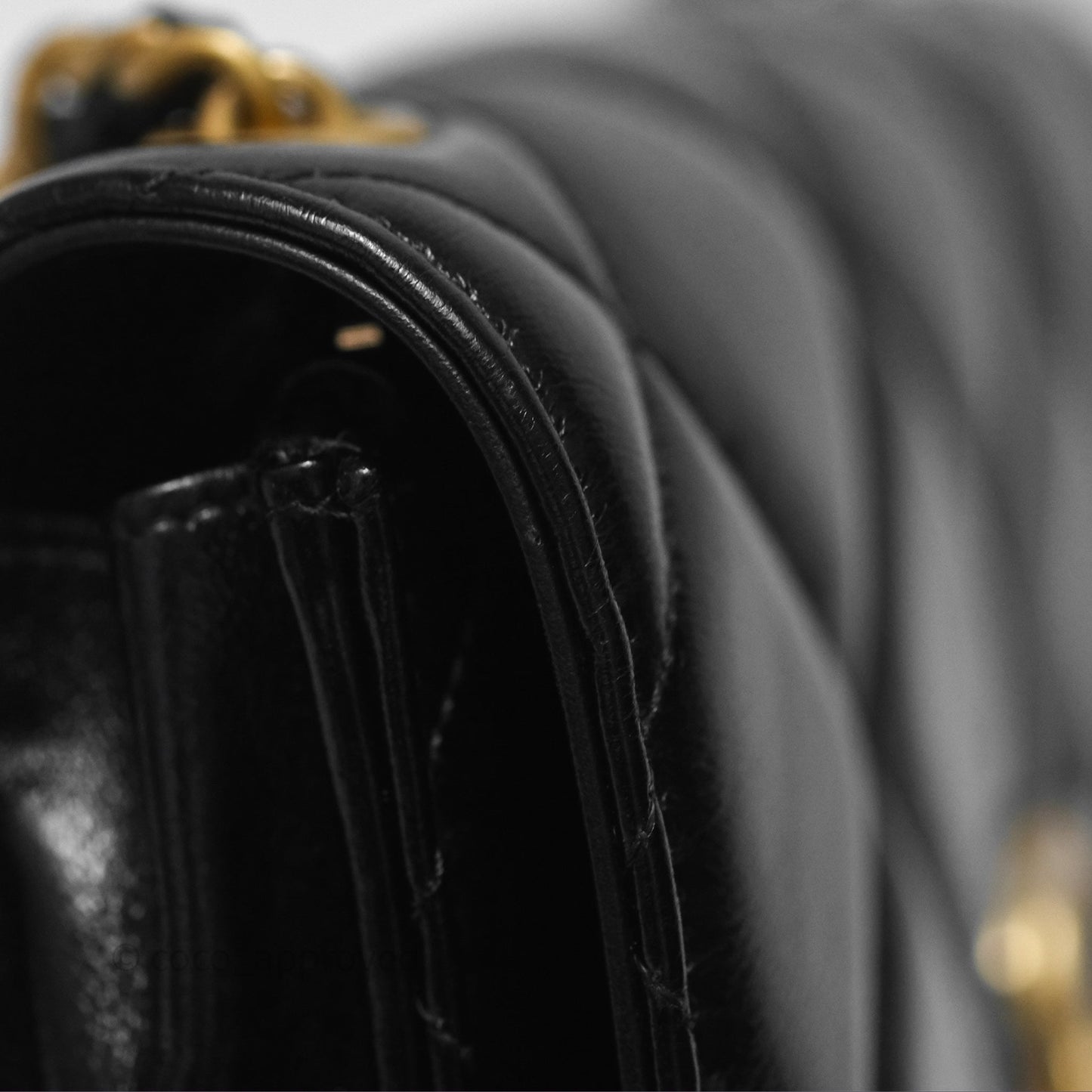 Chanel Quilted Medallion Wallet on Chain WOC Black Glossy Lambskin Gold Hardware 22K
