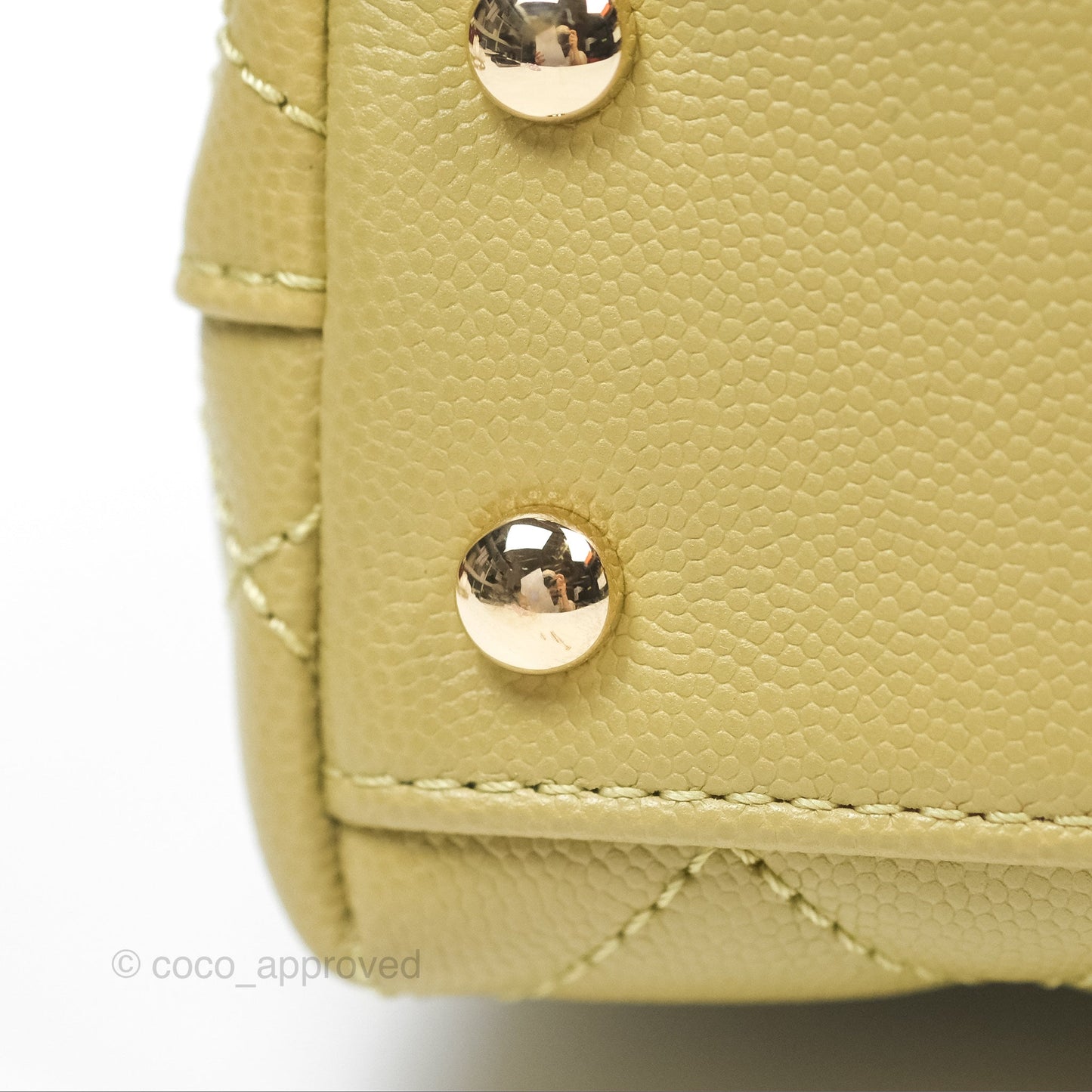 Chanel Quilted Mini Coco Handle Caviar Olive Green Gold Hardware