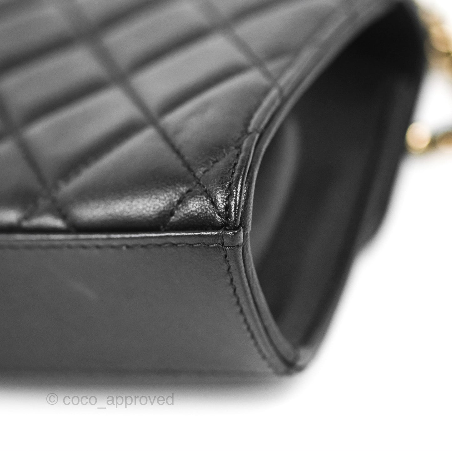Chanel Mini Handle Clutch With Chain Black Lambskin Gold Hardware