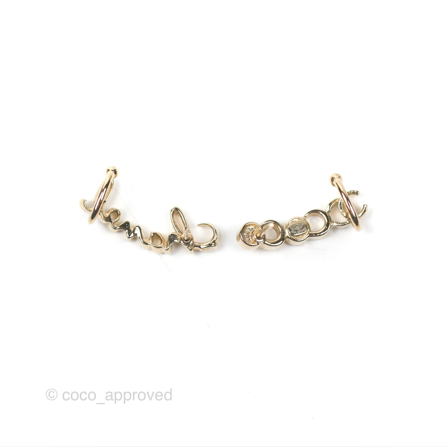 Chanel CC Coco Crystal Earrings Ear Clip Gold Tone 22P