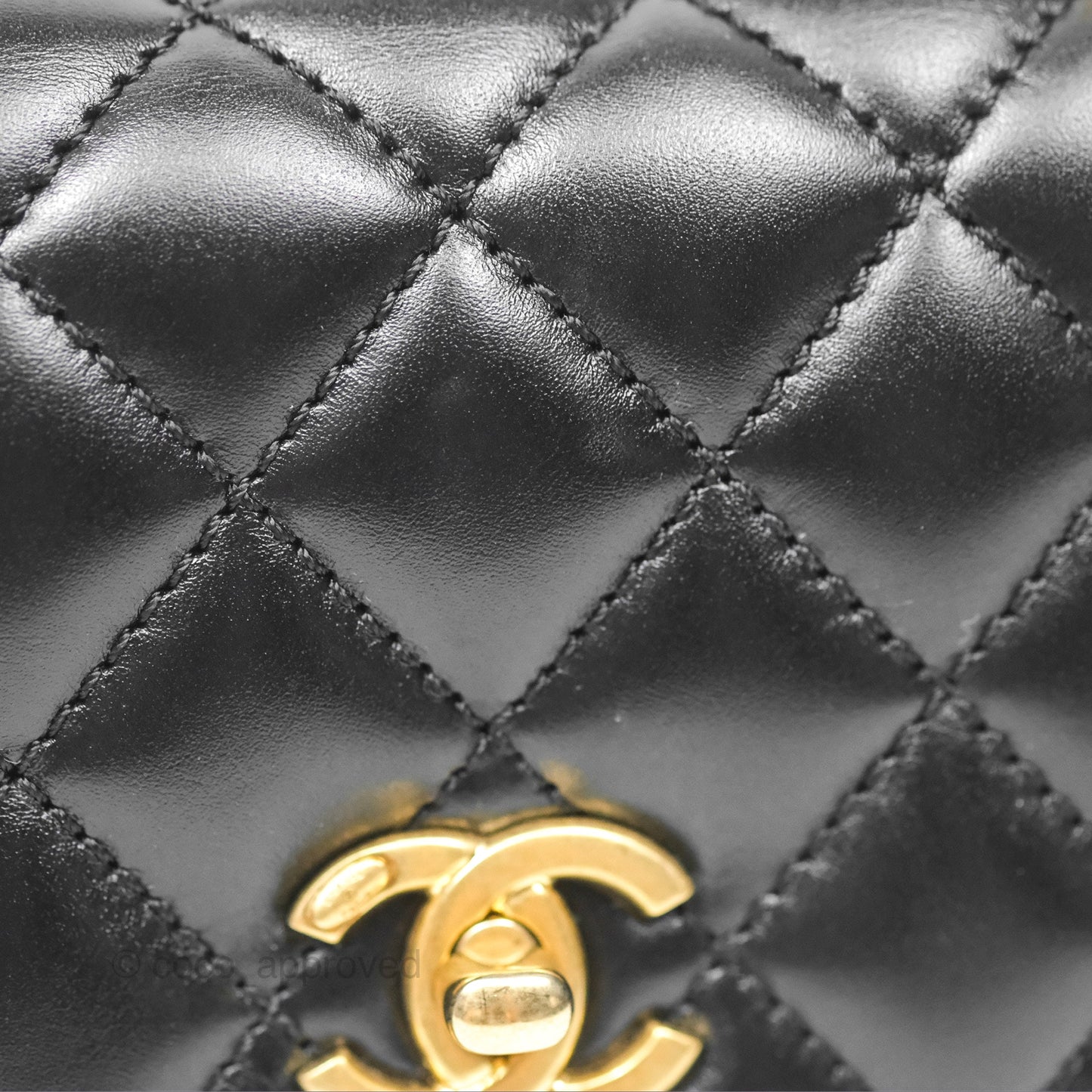 Chanel Small Coco Handle Quilted Black Calfskin Aged Gold Hardware