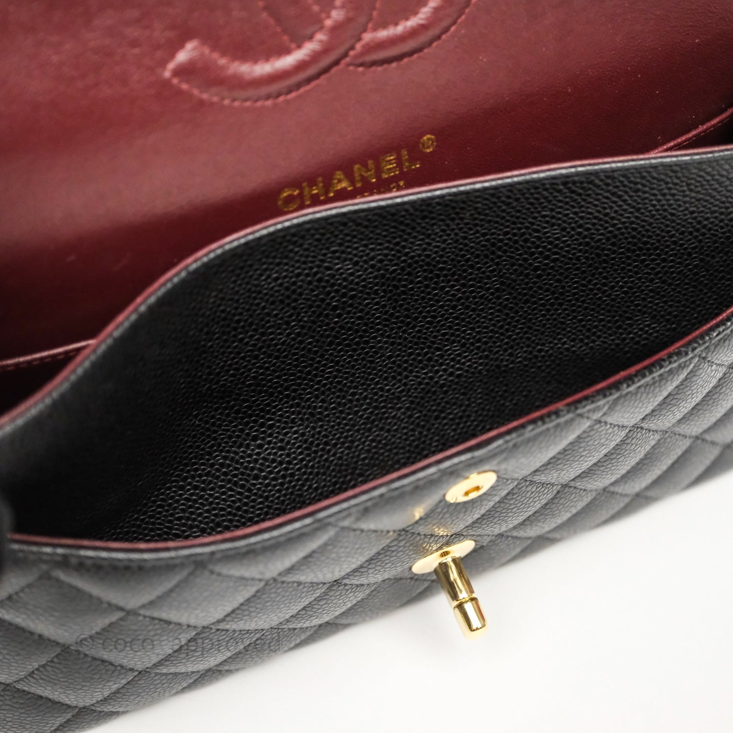 Chanel Classic M/L Medium Flap Quilted Black Caviar Gold Hardware