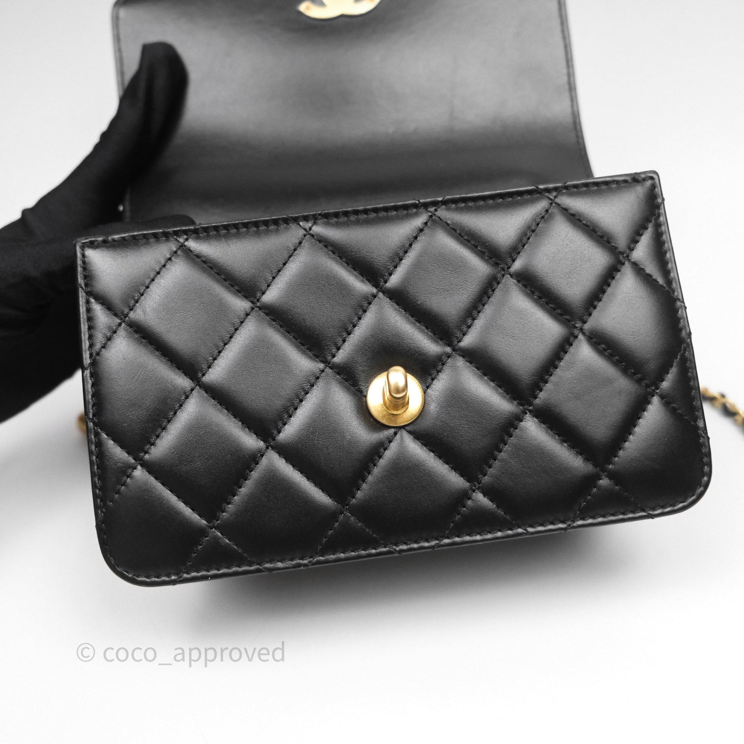 Chanel Quilted Mini Perfect Fit Adjustable Black Calfskin Gold Hardware