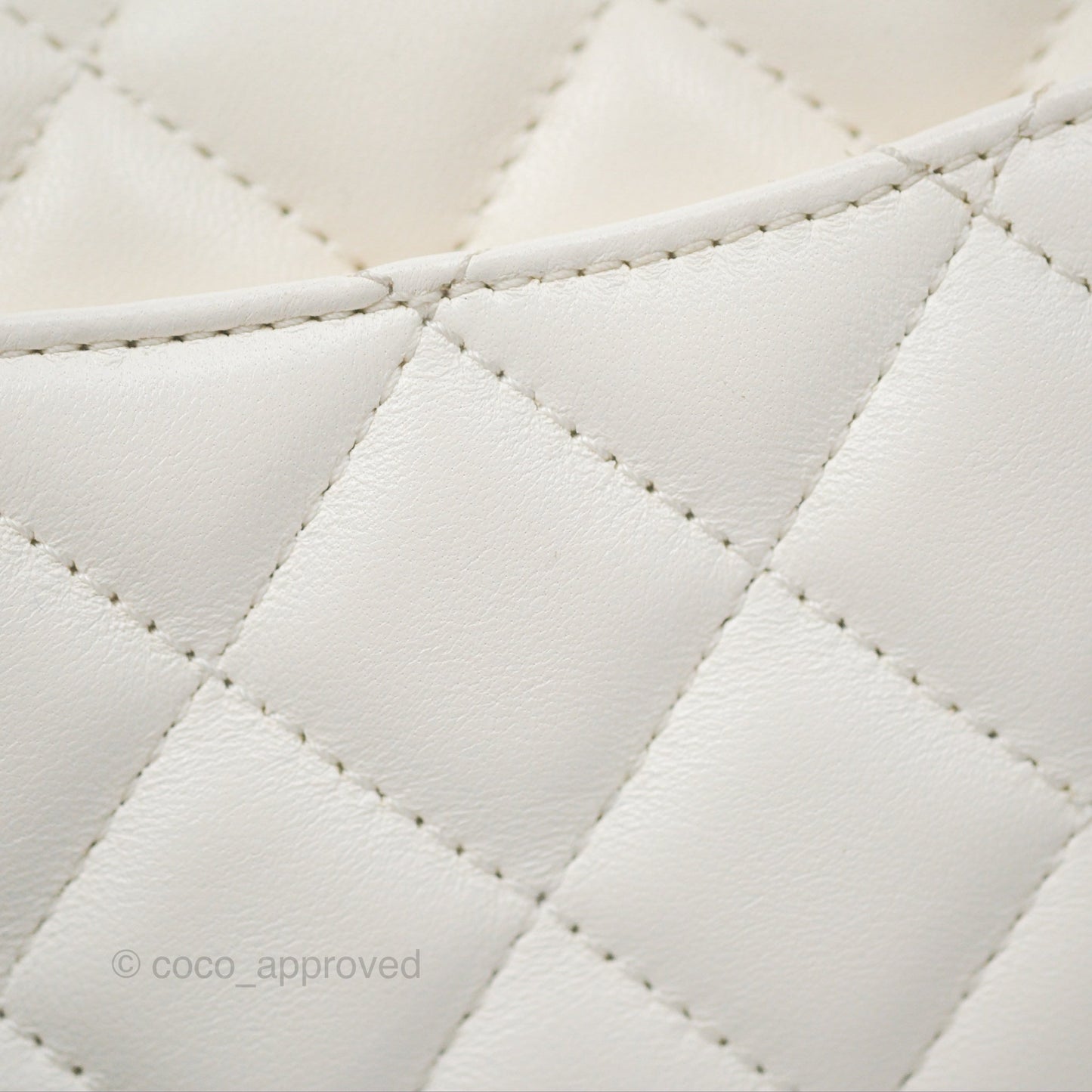 Chanel Pearl Chain Mini Flap Bag White Lambskin Aged Gold Hardware 24P