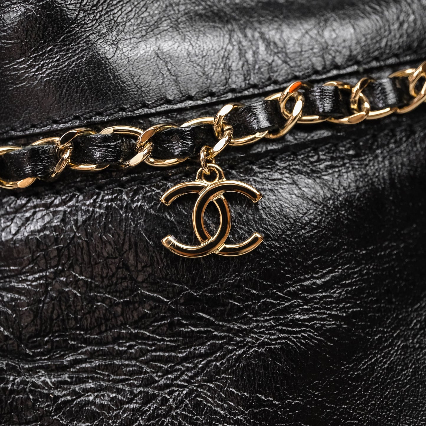 Chanel CC Black Leather Chain Ankle Boots Size 39