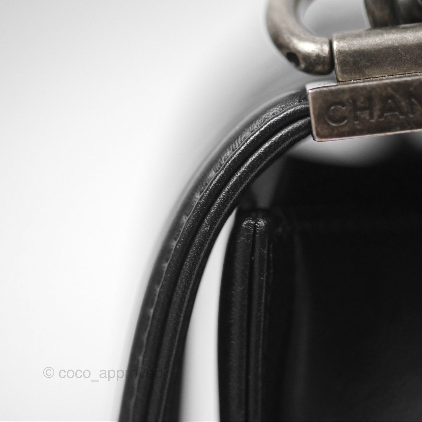 Chanel Small Boy Black Calfskin Ruthenium Hardware