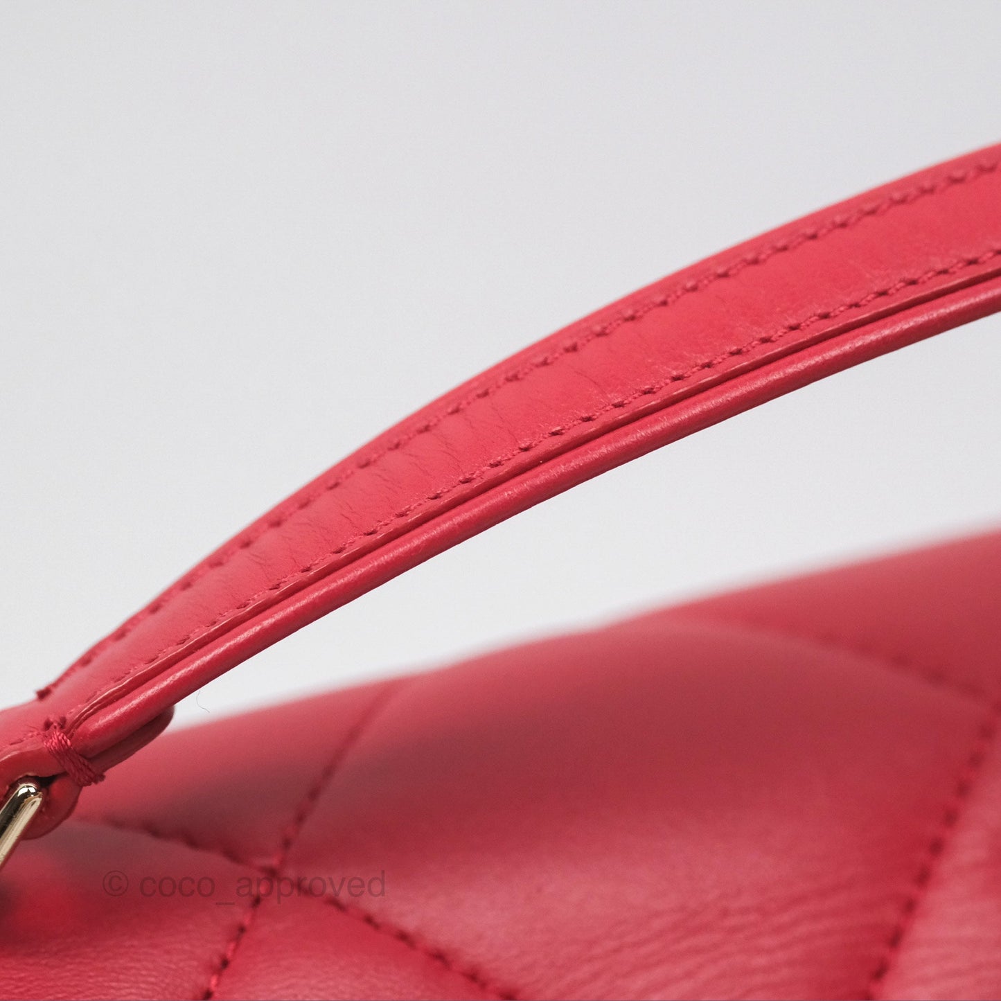 Chanel Easy Carry Flap Bag With Handle Red Lambskin Gold Hardware