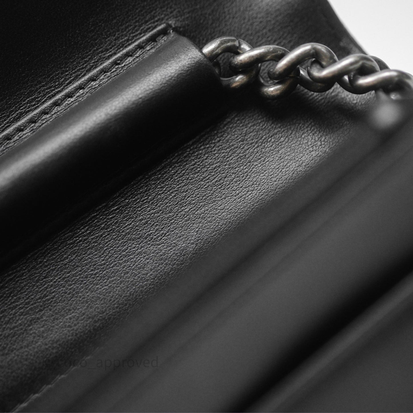 Chanel Quilted Boy Wallet on Chain WOC Black Caviar Ruthenium Hardware