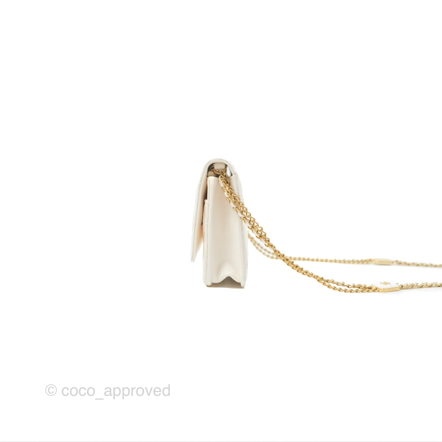 Chanel Quilted WOC White Lambskin Gold Hardware With Charms