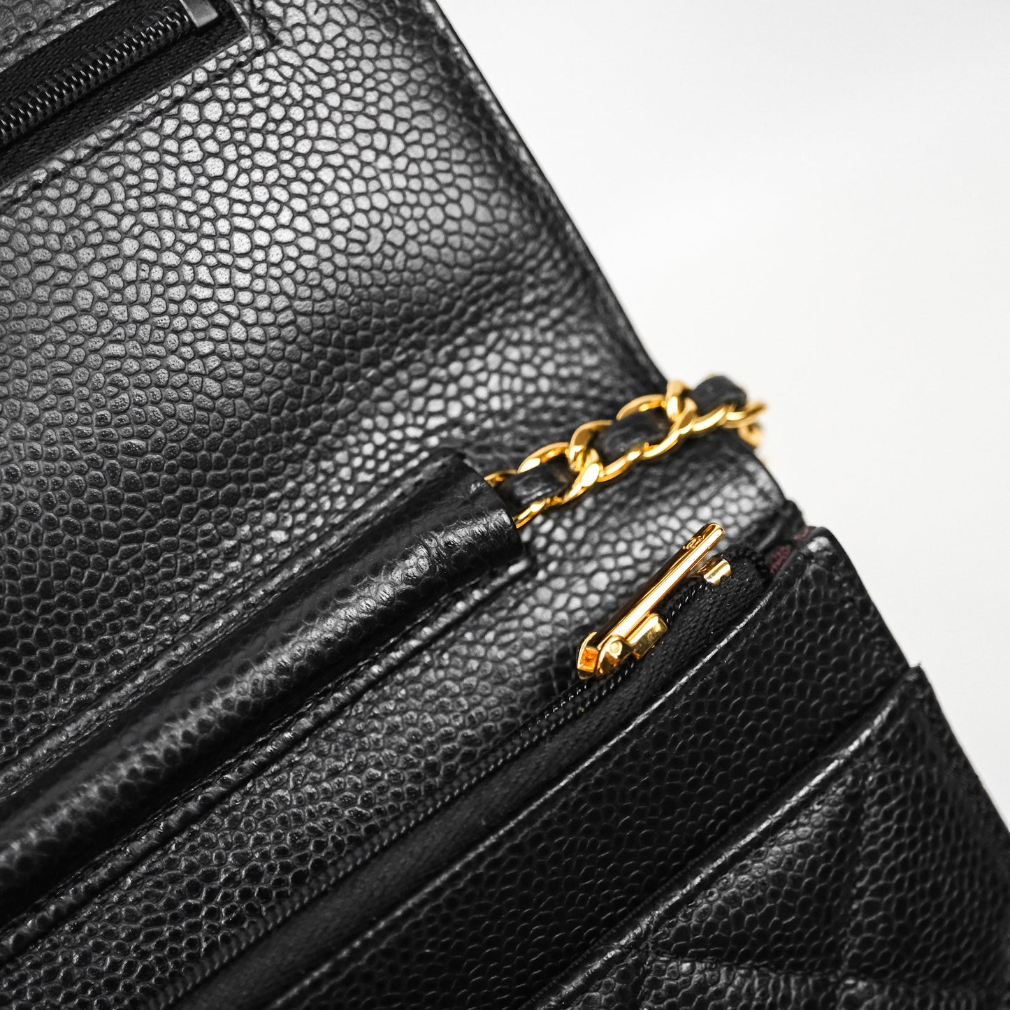 Chanel Classic Wallet On Chain WOC Quilted Black Caviar Gold Hardware