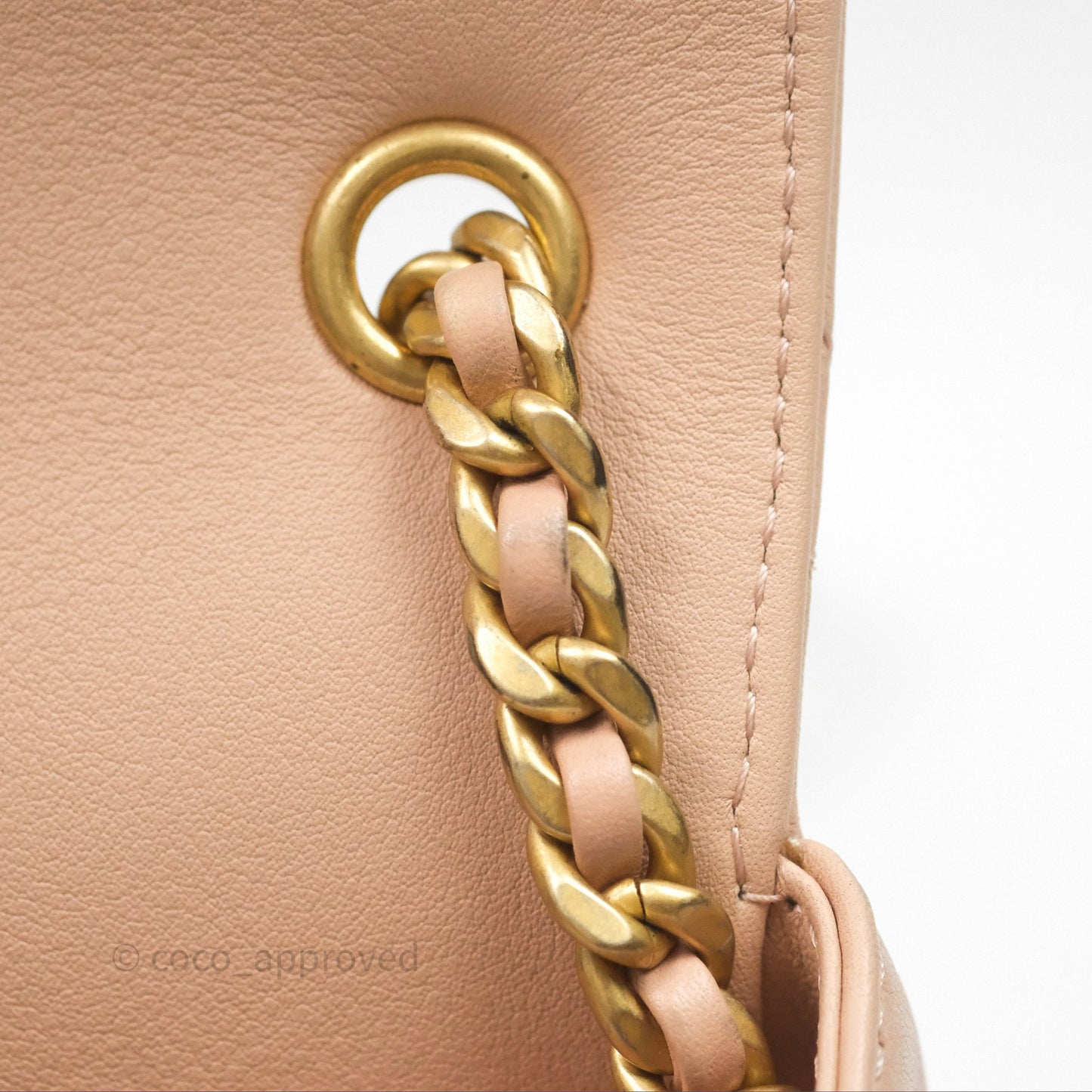 Chanel Messenger Bag Beige Pink Calfskin Aged Gold Hardware