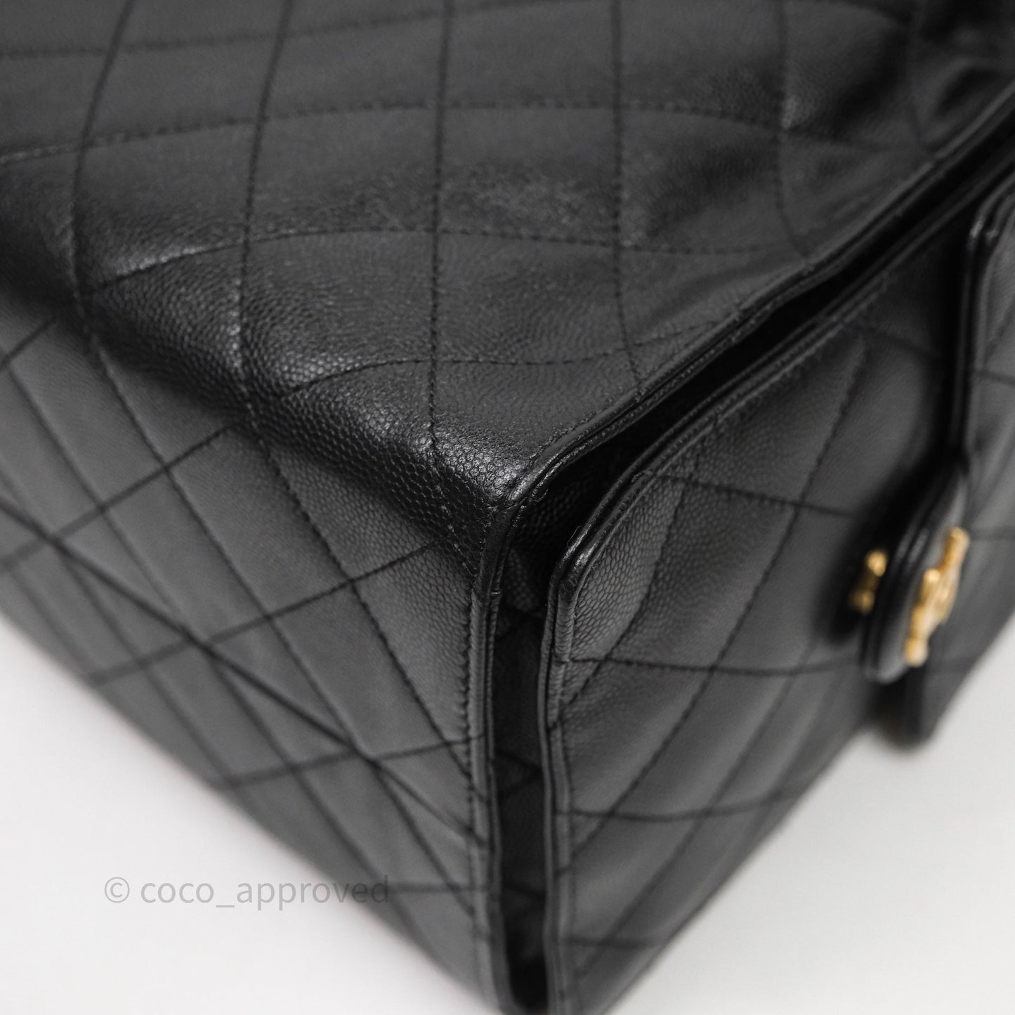 Chanel 25 Medium Black Caviar Aged Gold Hardware