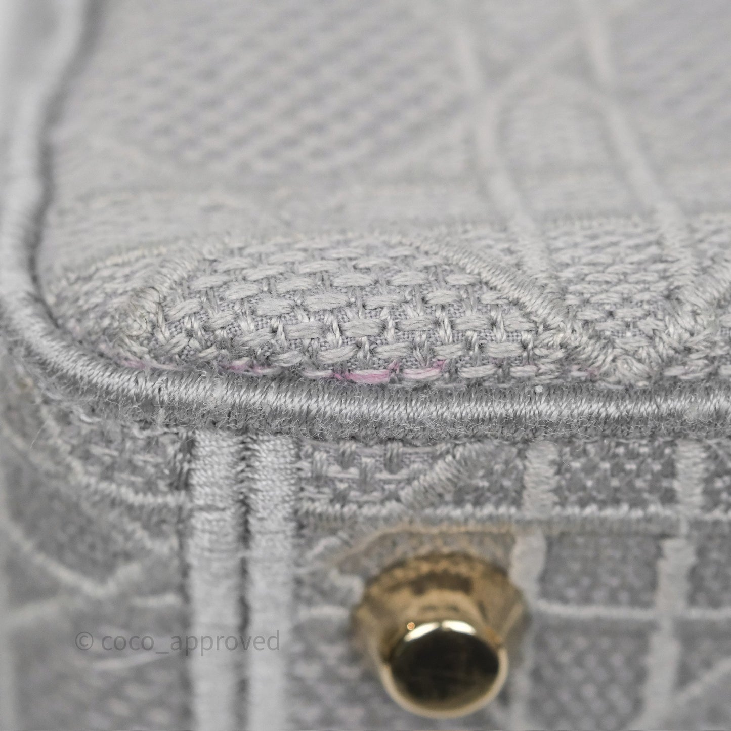 Dior Medium Lady D-Lite Bag Gray Cannage Embroidery Gold Hardware