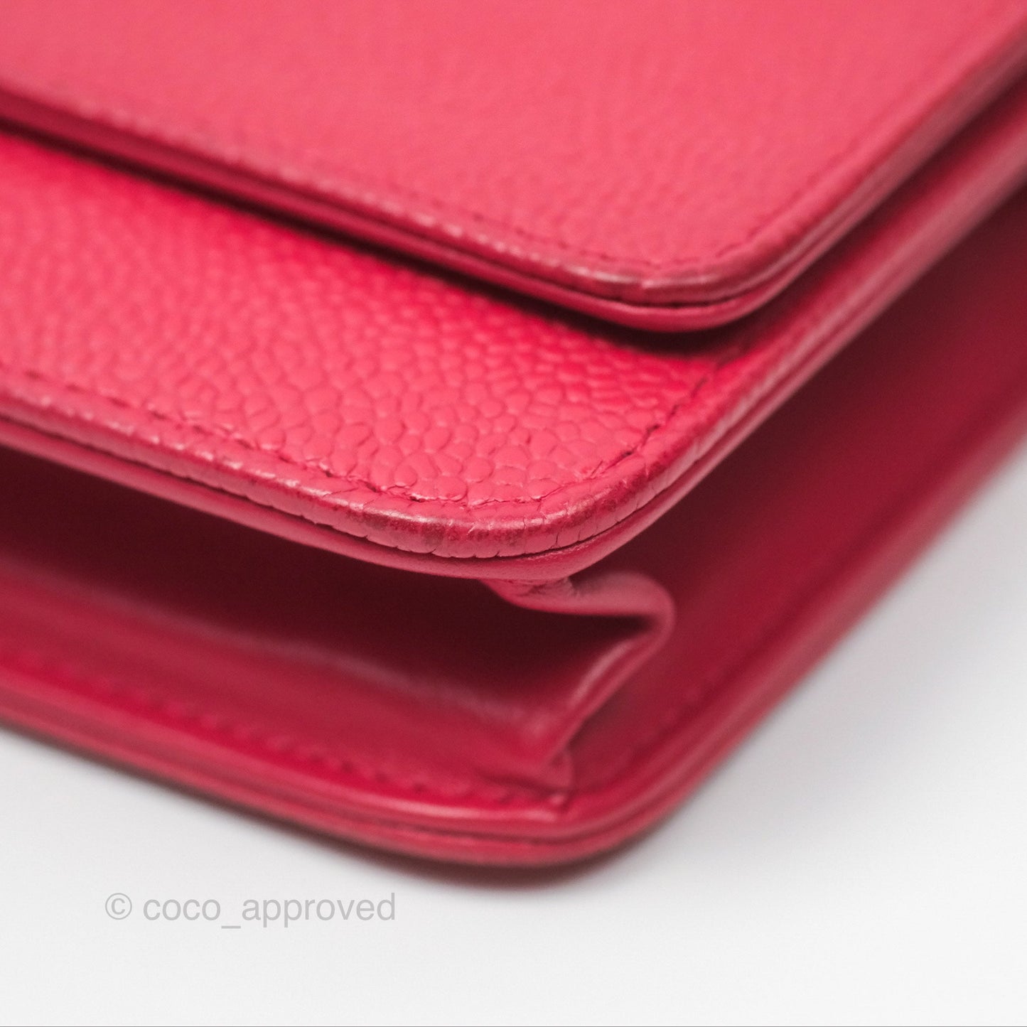 Chanel CC Wallet On Chain WOC Dark Pink Caviar Silver Hardware