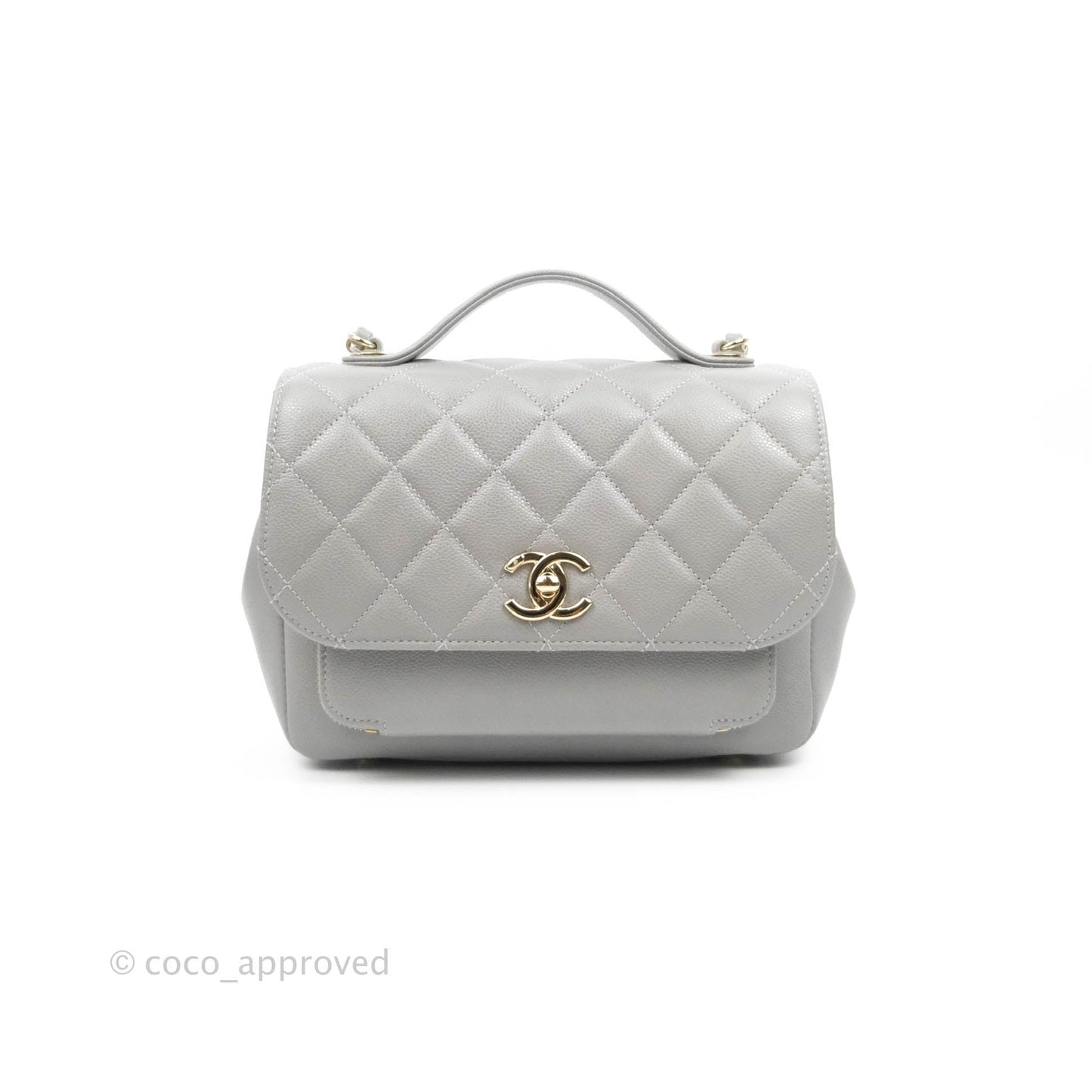 Chanel Quilted Medium Business Affinity Flap Grey Caviar Gold Hardware