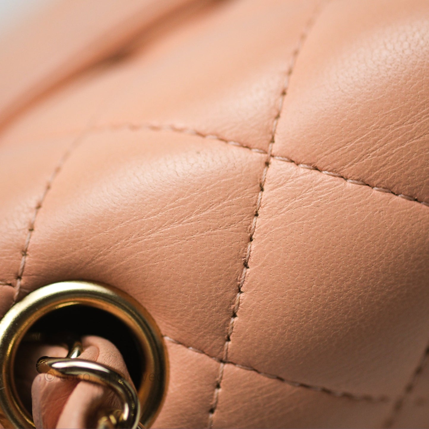 Chanel Mini Square Flap Quilted Beige Pink Lambskin Gold Hardware