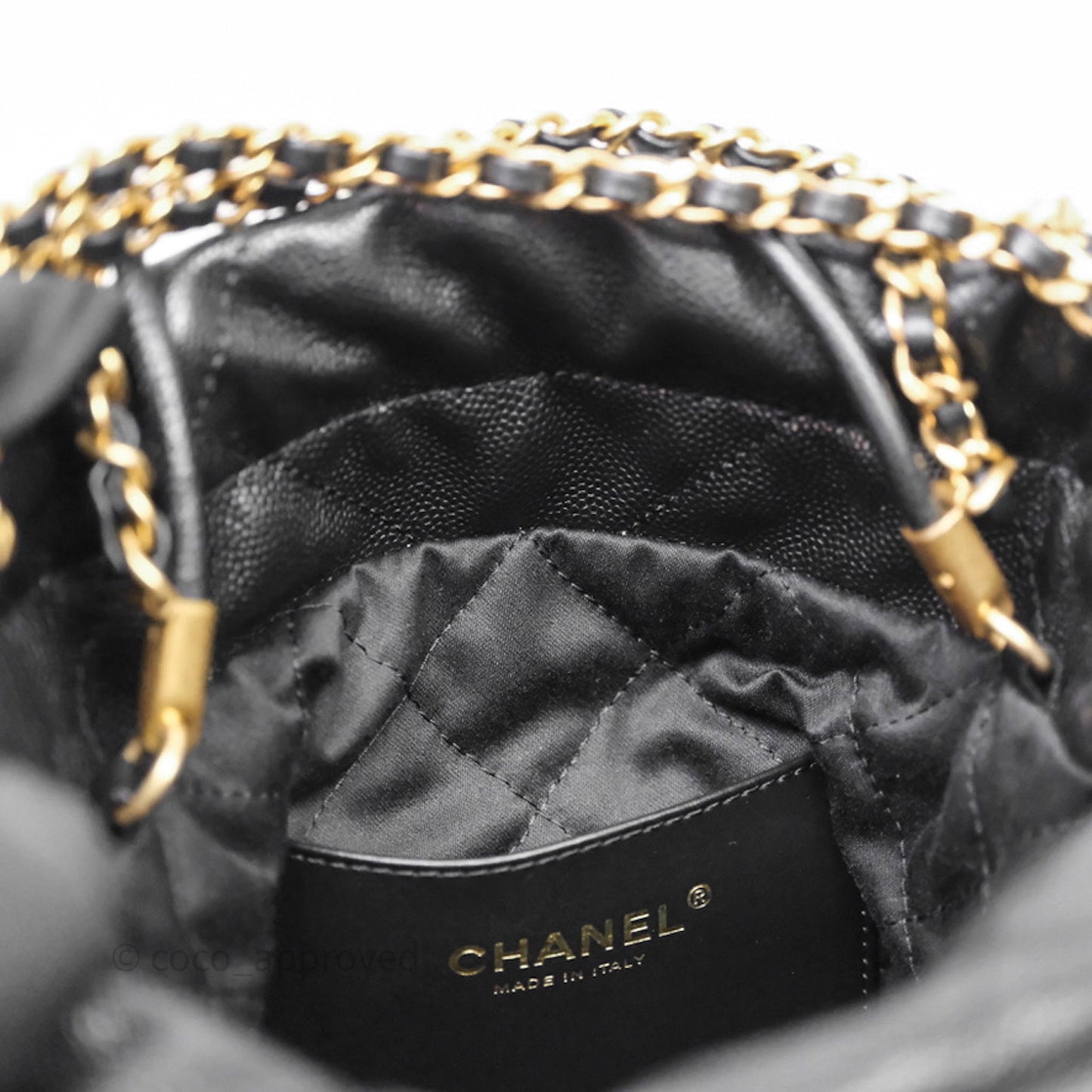 Chanel 22 Mini Black Caviar Aged Gold Hardware