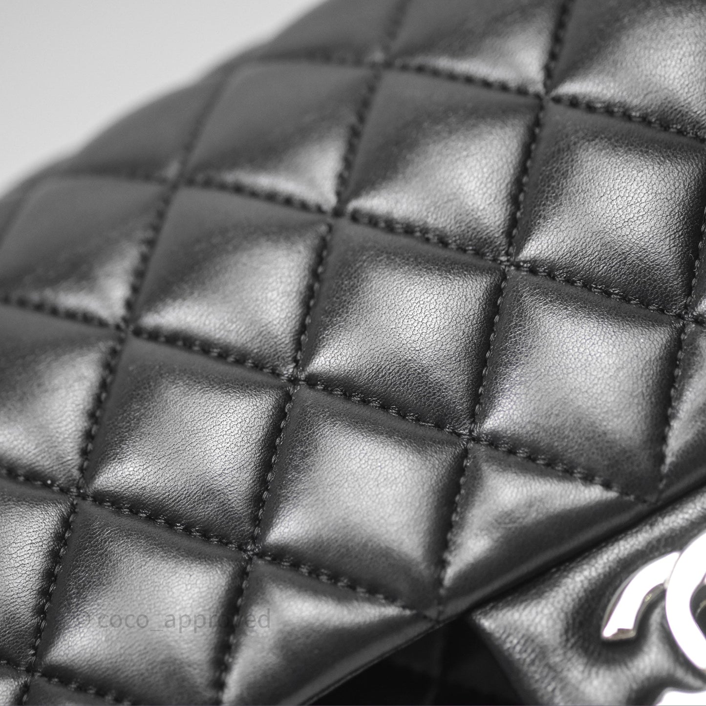 Chanel Classic M/L Medium Flap Quilted Black Lambskin Silver Hardware