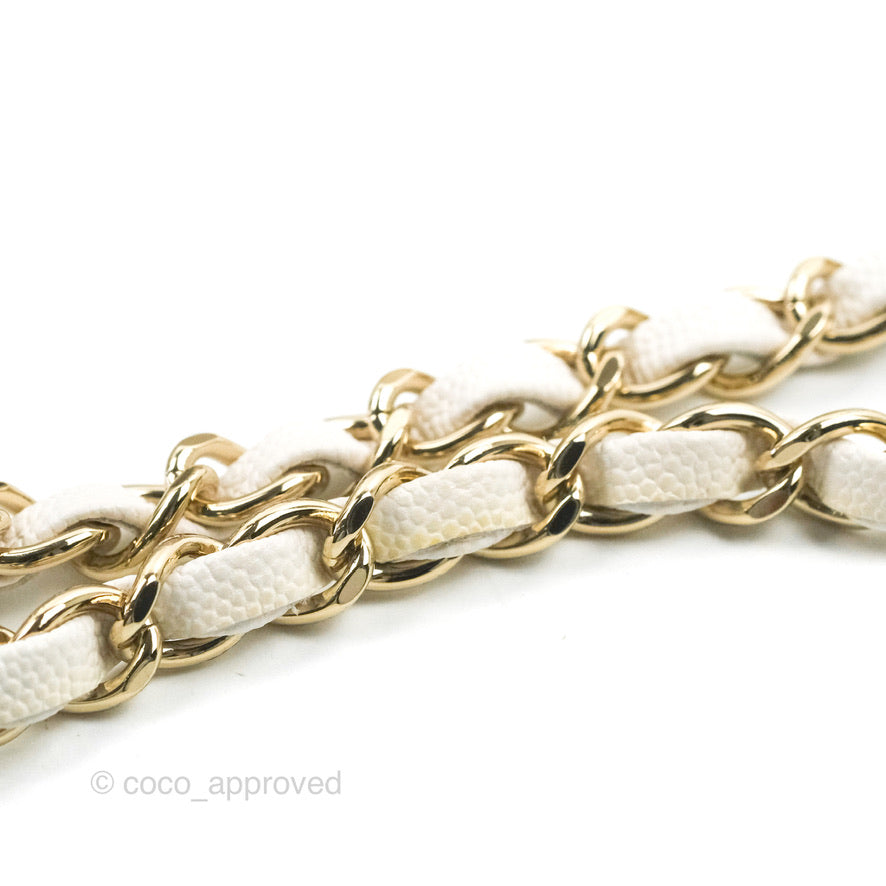 Chanel Small Classic Quilted Flap White Caviar Gold Hardware