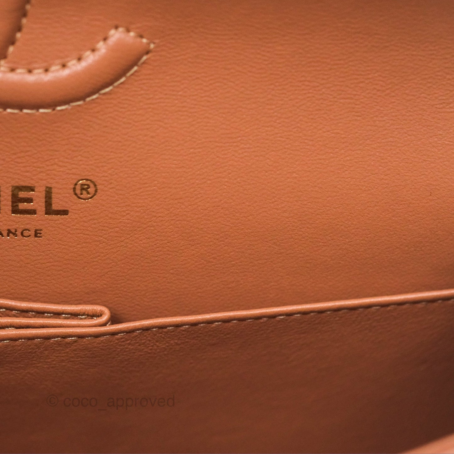 Chanel Small Classic Quilted Flap Dark Beige Caramel Lambskin Gold Hardware