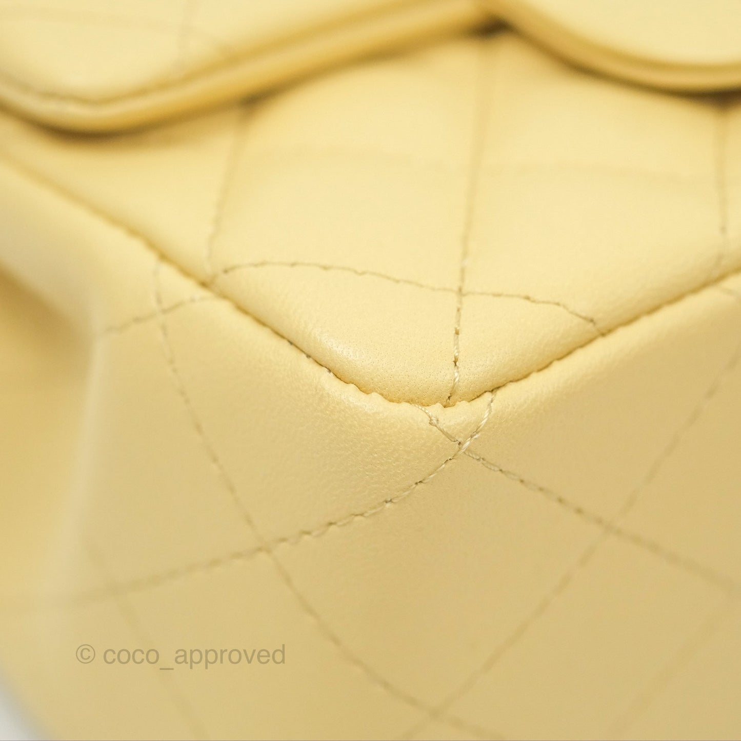 Chanel Mini Square Quilted Yellow Lambskin Gold Hardware