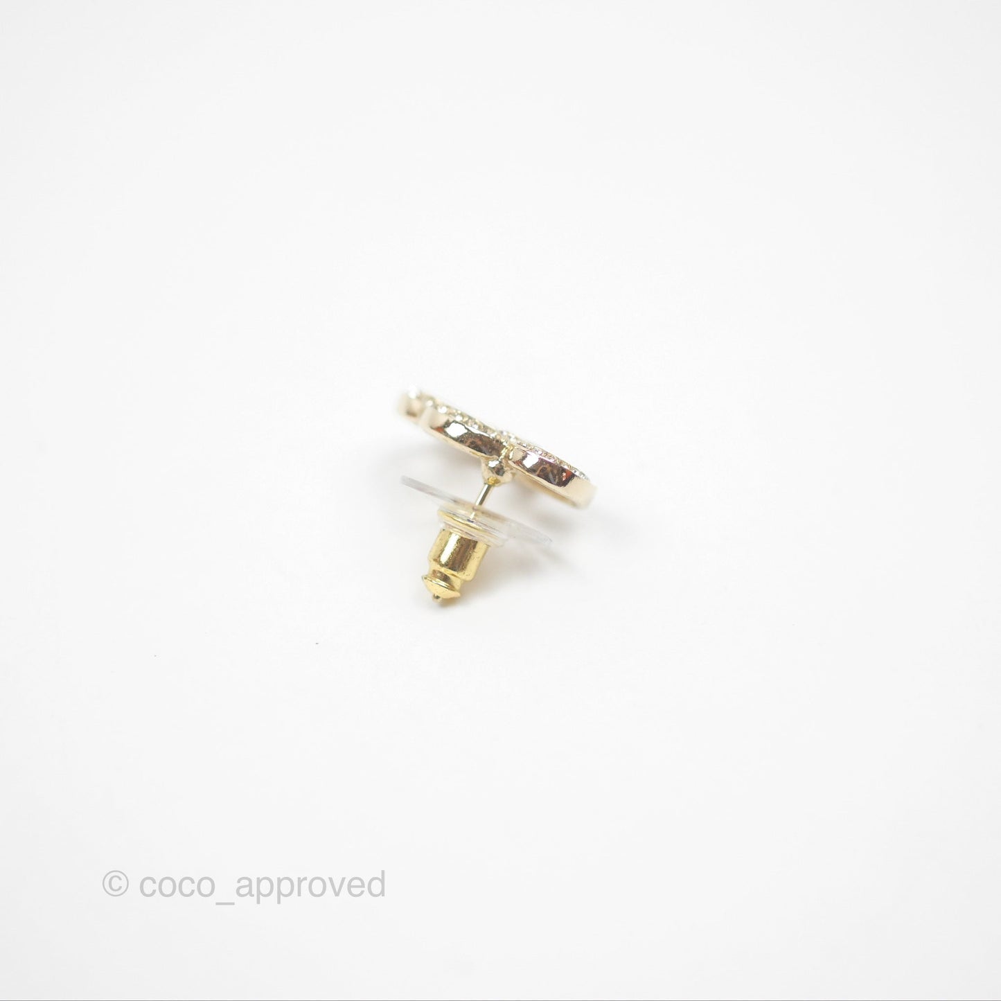 Chanel Crystal CC Double Heart Earrings Gold Tone 23B