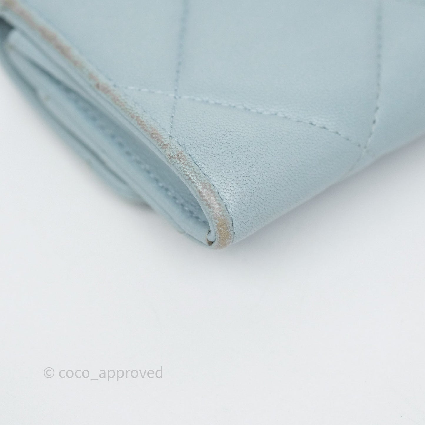 Chanel 19 Flap Card Holder Light Blue Lambskin