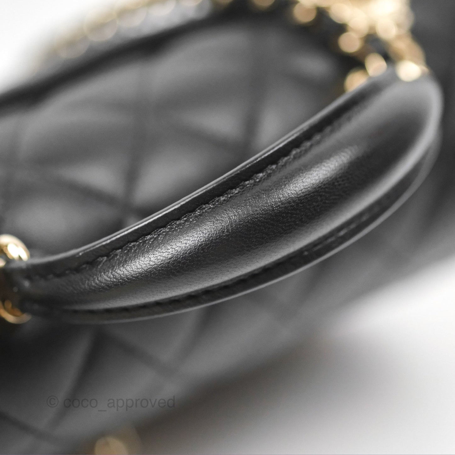 Chanel Top Handle Mini Rectangular Flap Bag with Charm Black Lambskin Gold Hardware
