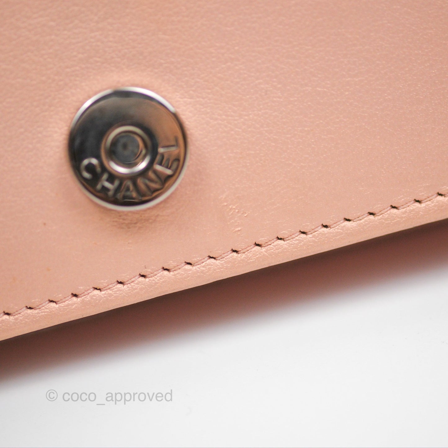 Chanel Mademoiselle Wallet On Chain WOC Chevron Iridescent Pink Caviar Silver Hardware