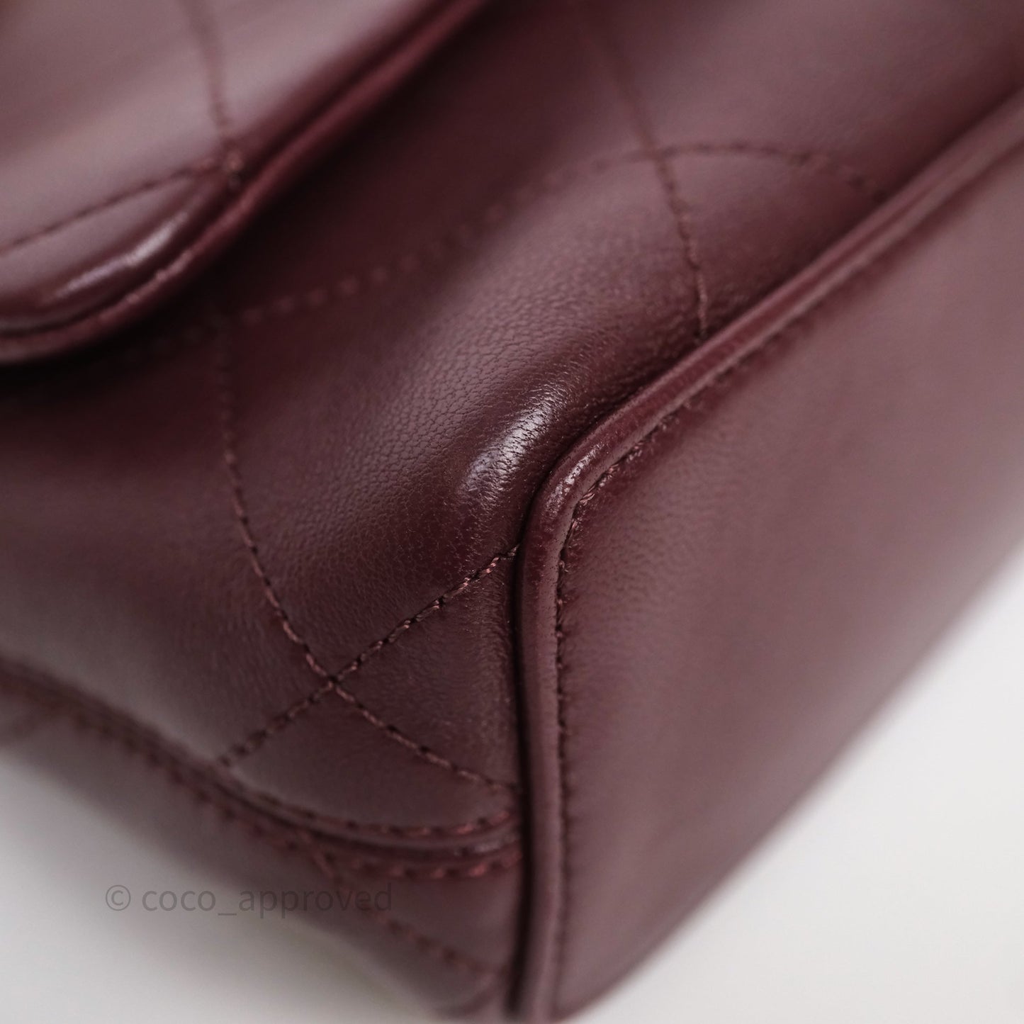 Chanel Quilted Shoulder Flap Bag Red Burgundy Lambskin Gold Hardware