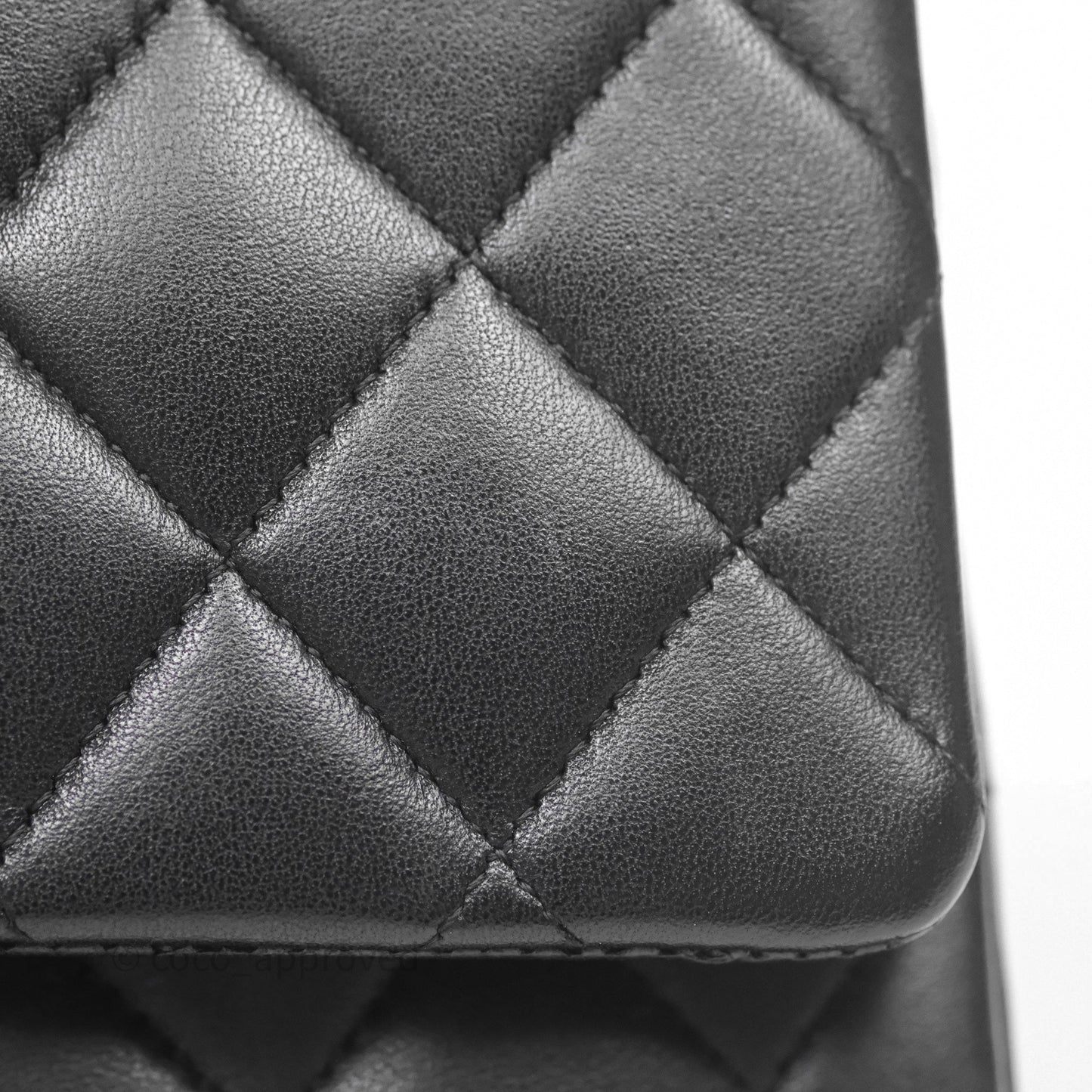 Chanel Classic M/L Medium Flap Quilted Black Lambskin Silver Hardware