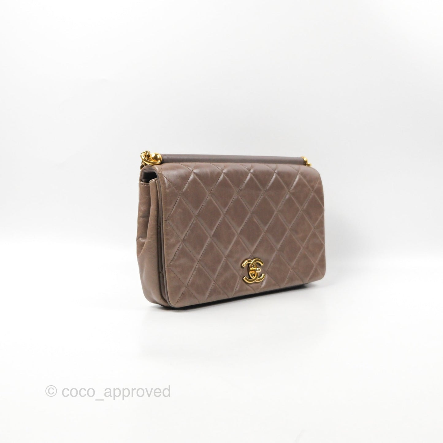 Chanel Gold Bar Single Flap Dark Grey Glazed Calfskin Gold Hardware