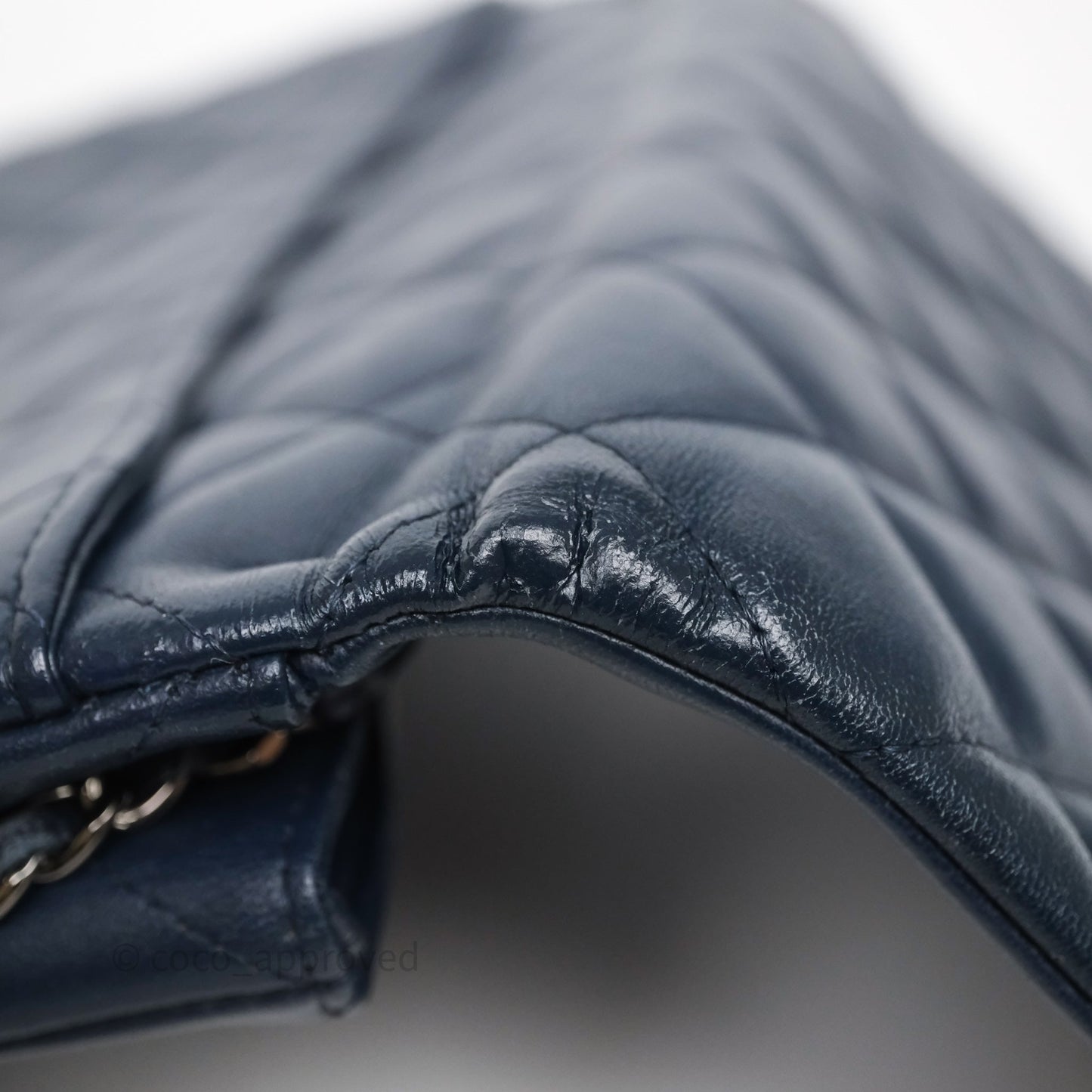 Chanel Quilted Clutch with Chain Lambskin Navy Gun Metal Hardware