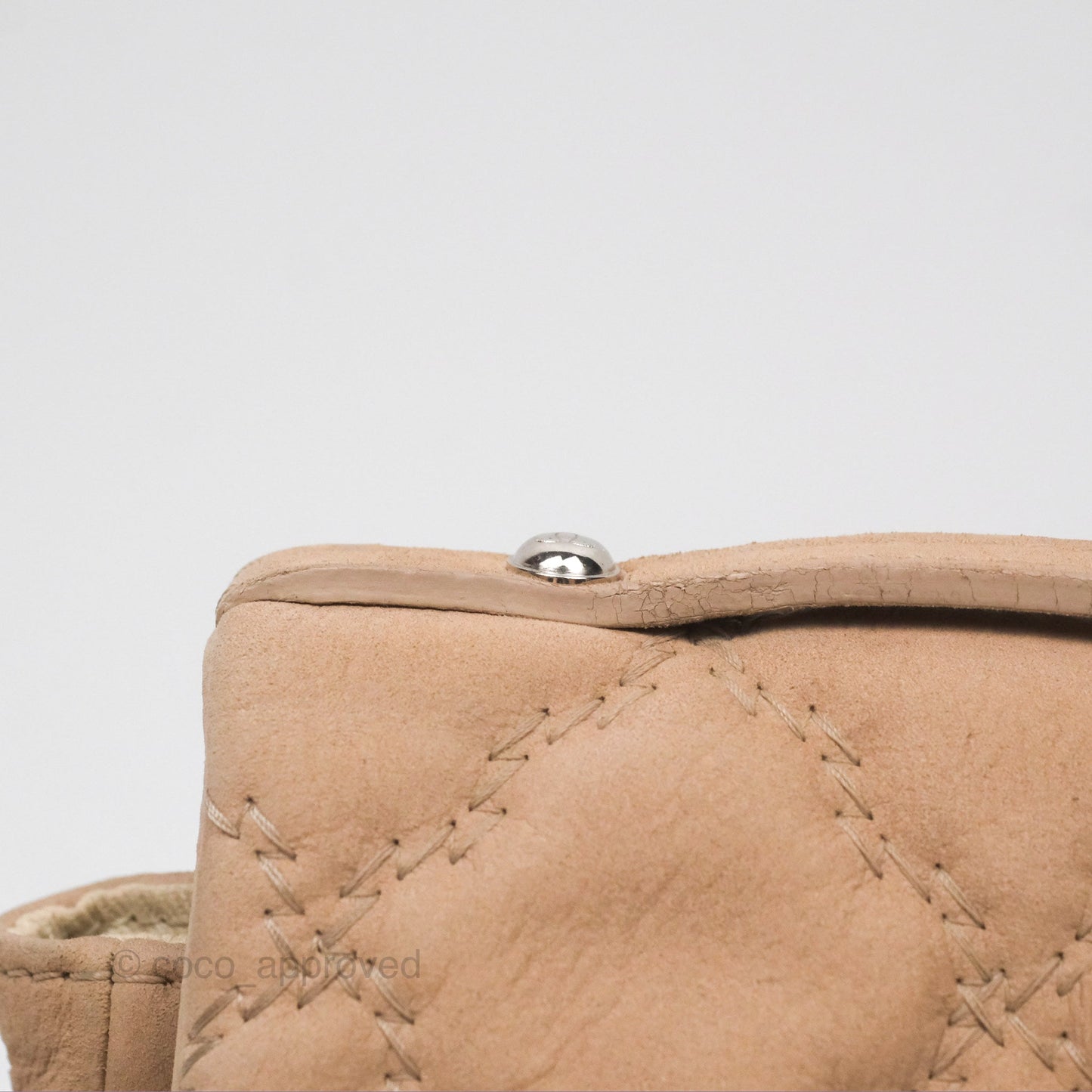 Chanel Double Stitch Hamptons Clutch With Chain Beige Washed Calfskin