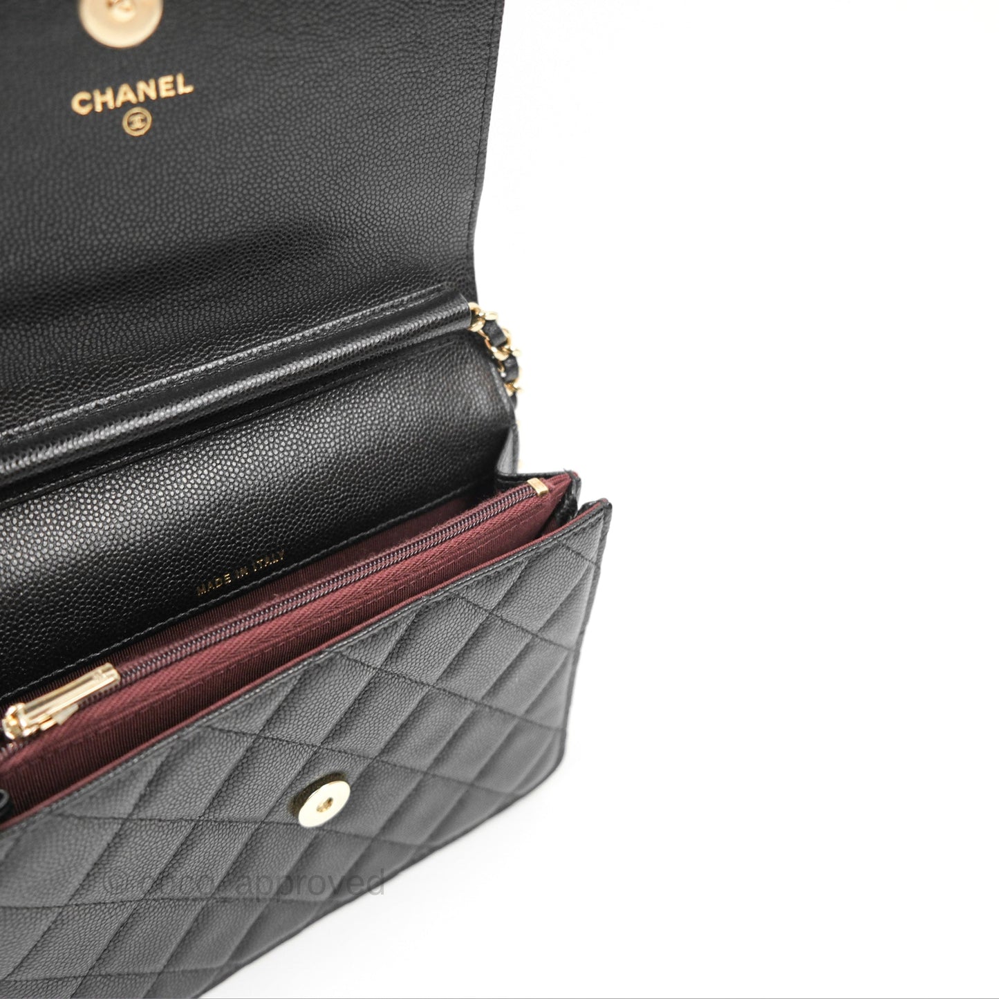 Chanel Square Flap WOC Black Caviar Gold Hardware