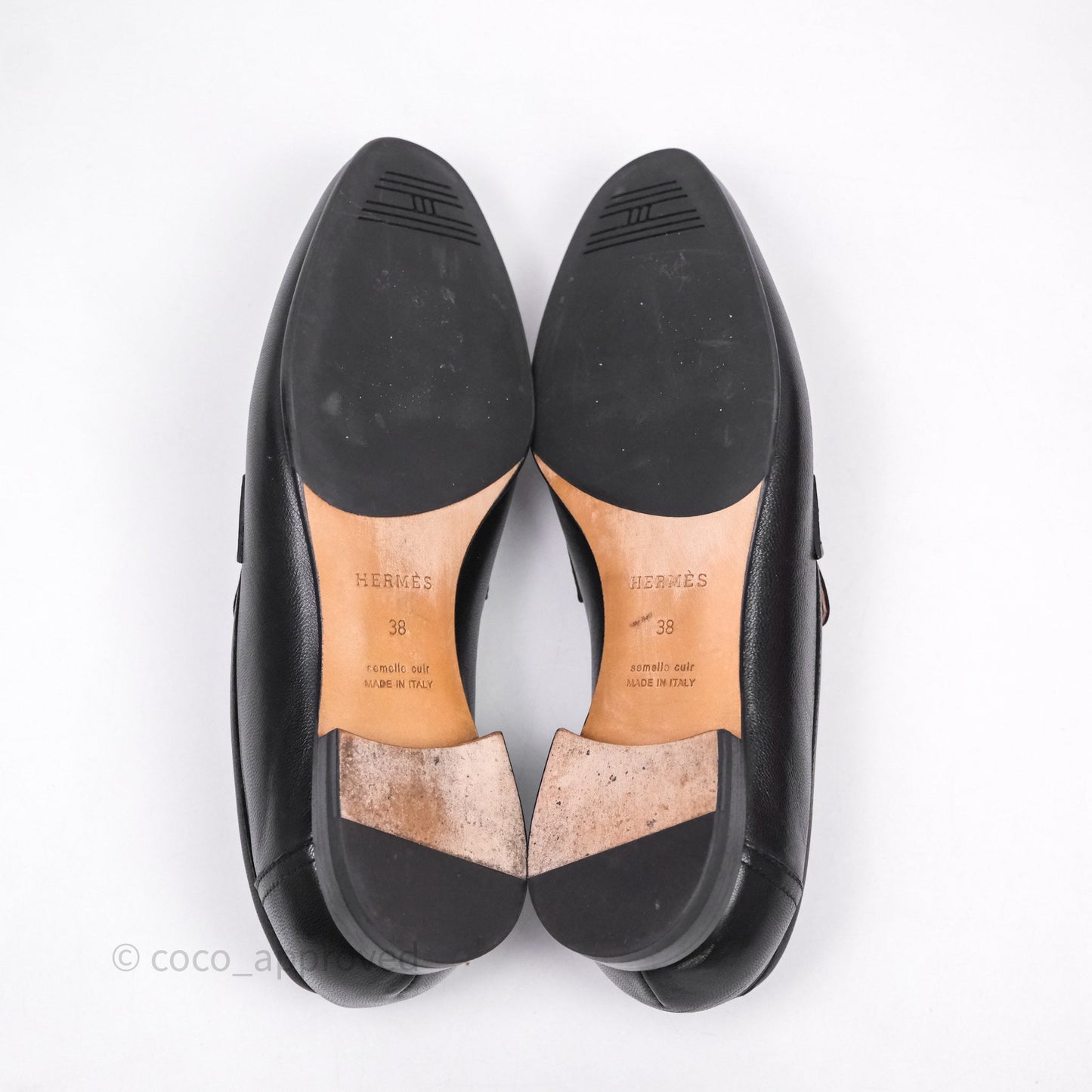 Hermès Paris Loafer Black Goatskin Palladium H Buckle Size 38