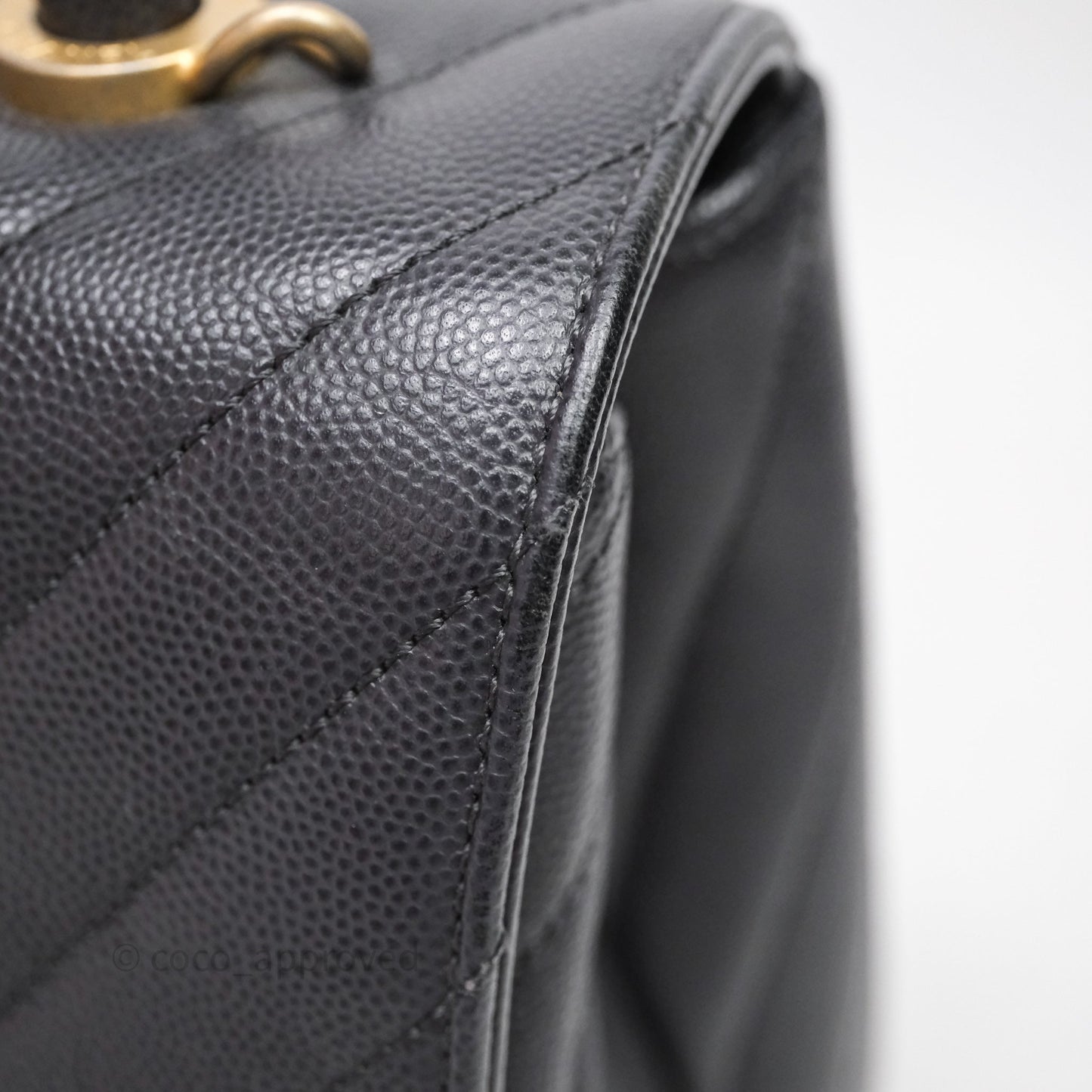 Chanel Medium Coco Handle Chevron Grey Bag Gold Hardware