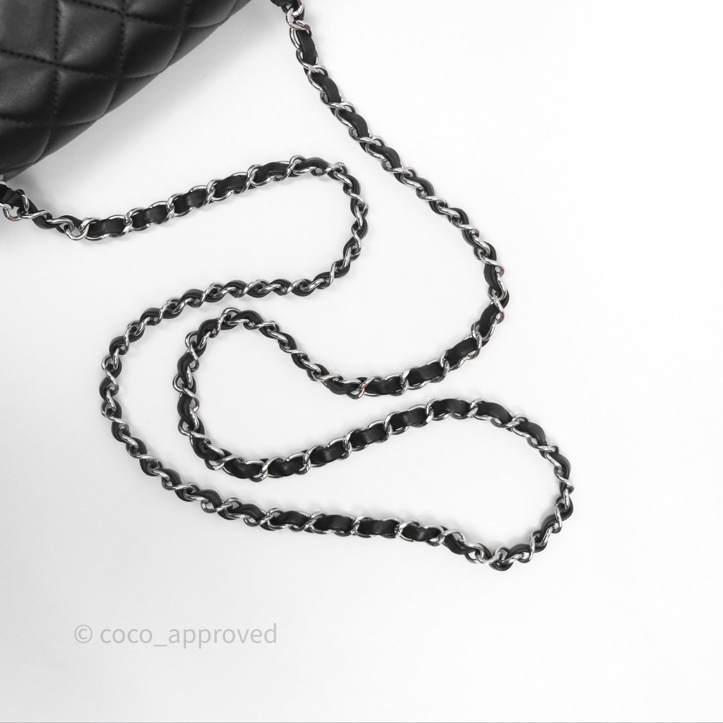 Chanel Quilted Mini Rectangular Flap Black Lambskin Silver Hardware