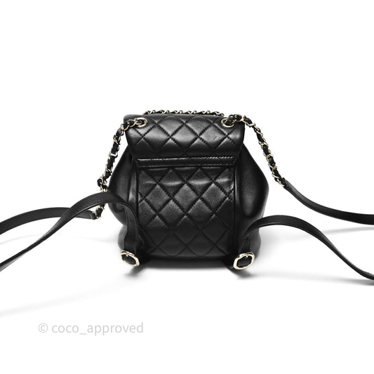 Chanel Small Duma Drawstring Backpack Black Lambskin Gold Hardware