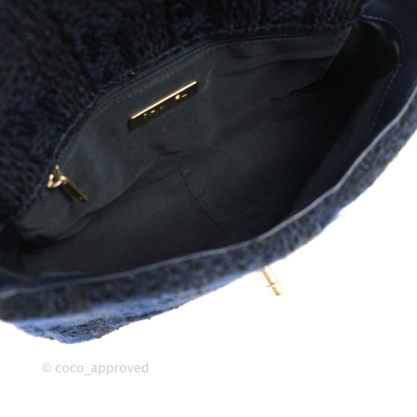 Chanel 19 Small Tweed Navy Mixed Hardware