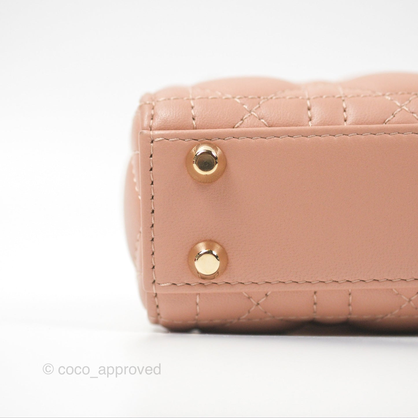 Christian Dior Micro Lady Dior Cannage Rose Des Vents Cannage Lambskin Gold Hardware