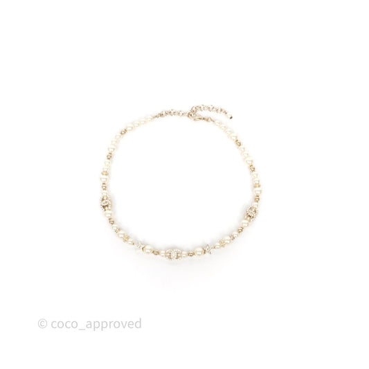 Chanel Crystal CC Star Pearl Choker Gold Tone 23A