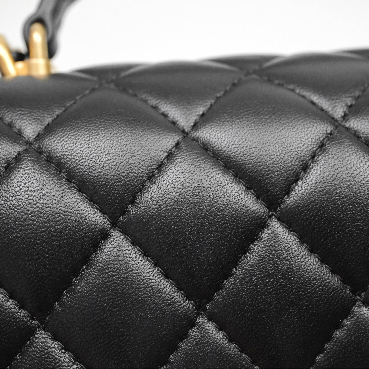 Chanel Metal Top Handle Mini Rectangular Flap Bag Black Lambskin Aged Gold Hardware