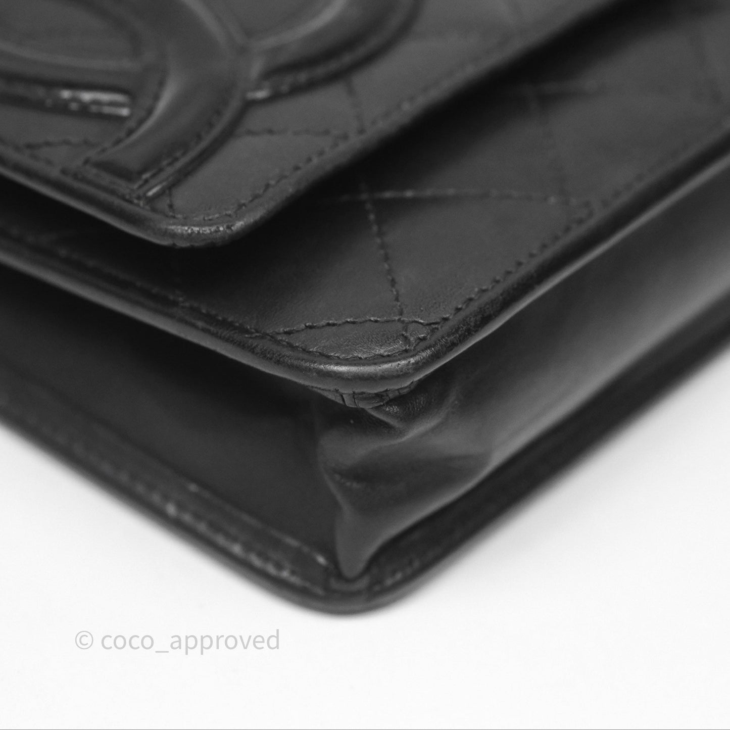 Chanel Quilted Wallet on Chain WOC Cambon Black Calfskin Silver Hardware