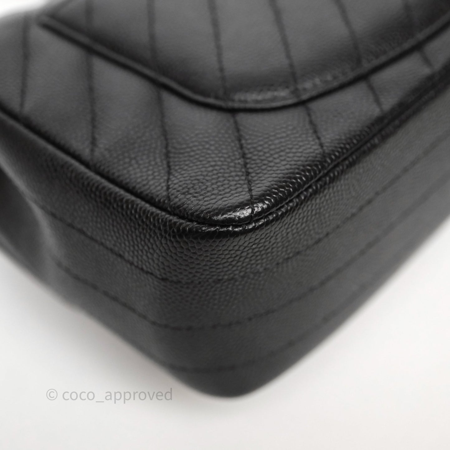 Chanel Mini Rectangular Flap Chevron Black Caviar Silver Hardware