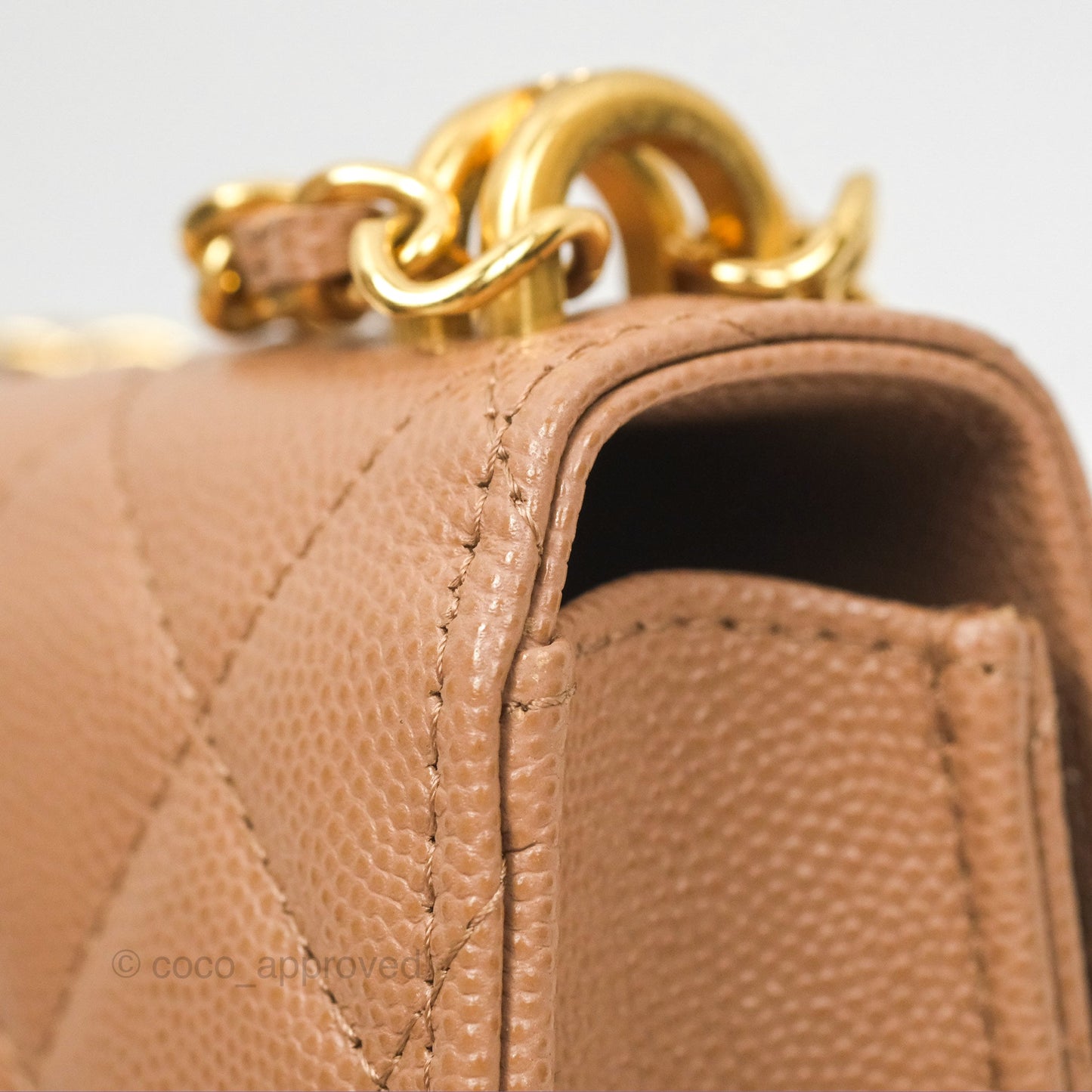 Chanel CC Chain Clutch with Chain Beige Caviar Gold Hardware